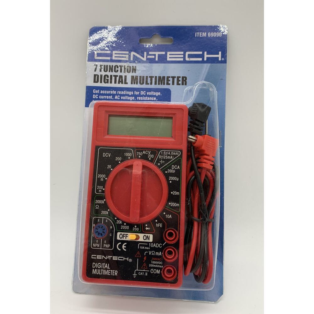 Cen-Tech 7 Function Digital Multimeter Tester AC/DC LCD New Old Stock
